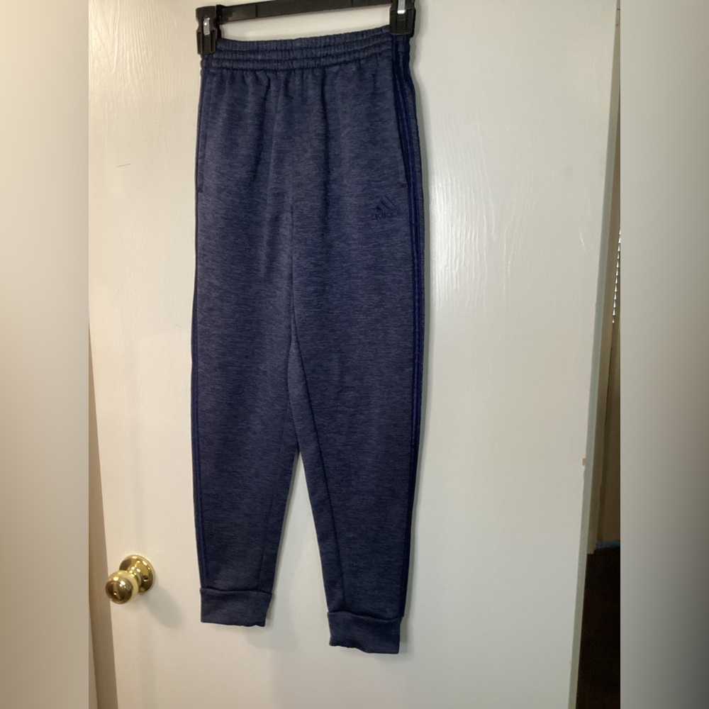 Adidas Boys Jogger Mid Rise Jogger Pant Dark Blue 3 Stripes Sz Medium 10/12 New